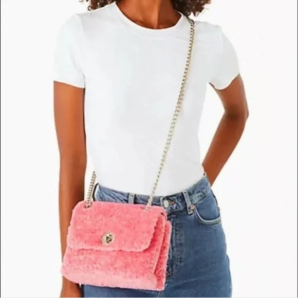 NWT Kate Spade Natalia Pink Faux Fur crossbody - Picture 10 of 11